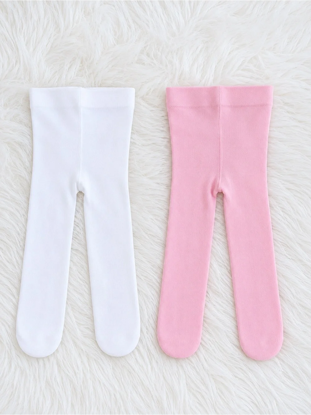 Pink and White Baby/Toddler Tights Duo